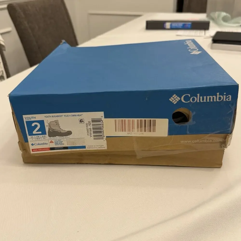 Columbia Youth Bugaboot Plus V Omni-Heat Waterproof Snow Boots Sz 2 Fawn